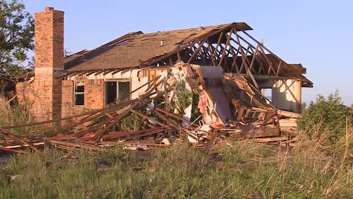 Damaged house